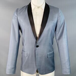 ZADIG & VOLTAIRE Size M Steel Blue Black Wool Shawl Collar Sport Coat